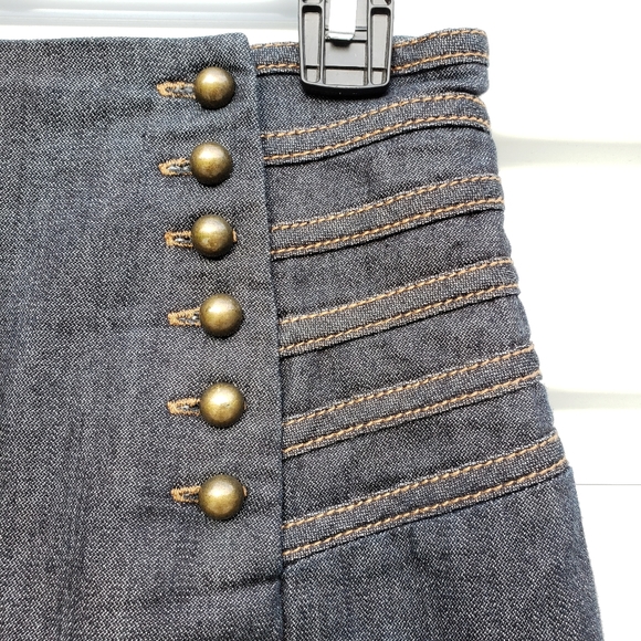 ETCETERA denim a-line skirt w cute button closures - Picture 2 of 5